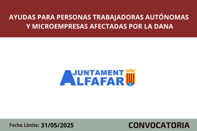 Ayudas para personas trabajadoras aut�nomas y microempresas de Alfafar afectadas por la DANA
