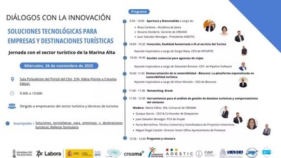 Xàbia será el punto de encuentro de la innovación turística en la Marina Alta con la jornada “Diálogos con la Innovación"