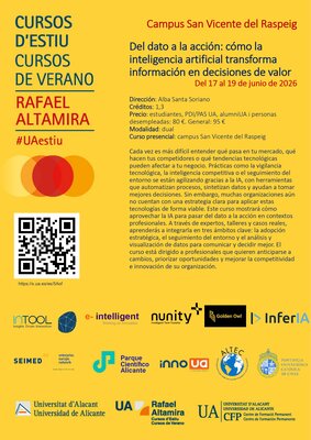Curso de verano UA 2026: Del dato a la acción, cómo la IA transforma información en decisiones de valor