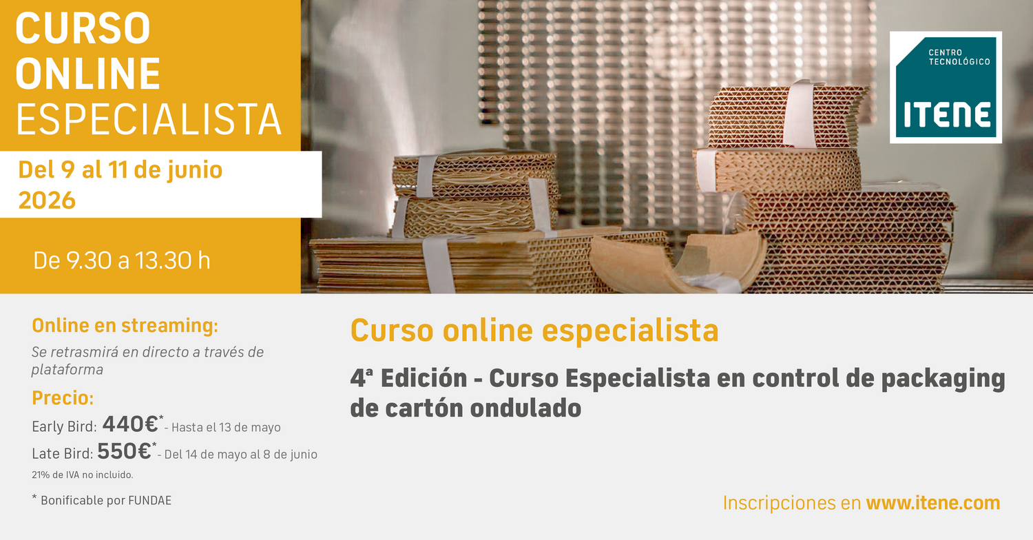 4ª Edición – Curso online Especialista en Control de Packaging de Cartón Ondulado – Del 9 al 11 de junio 2026