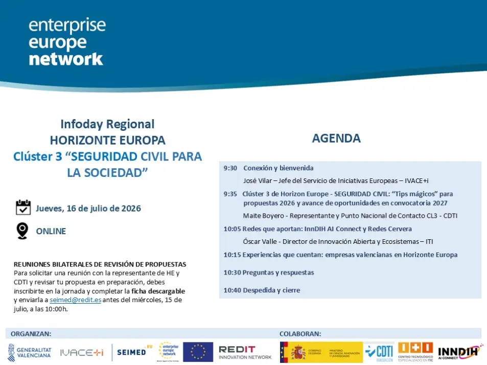 Infoday Regional Horizonte Europa Cl�ster 3 �Seguridad civil para la sociedad�