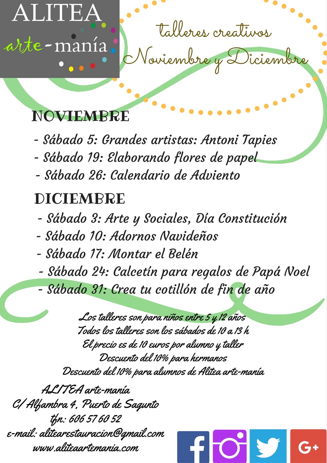 Talleres creativos infantiles de los S�bados